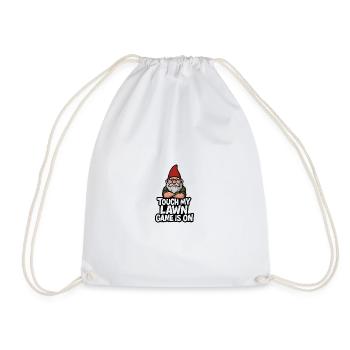 Garden Gnome Threatening Touch Lawn - Drawstring Bag - white - Front