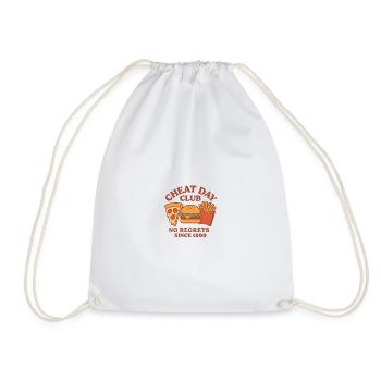 Cheat Day Club – Funny Retro Food Design - Drawstring Bag - white - Front