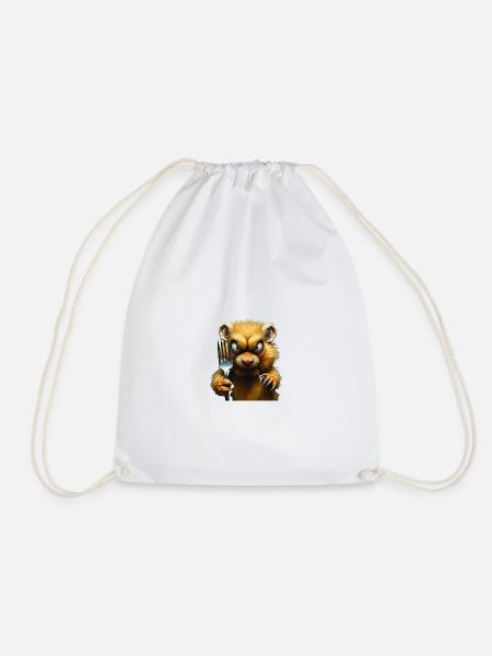 Horror hamster with fork - Drawstring Bag - white