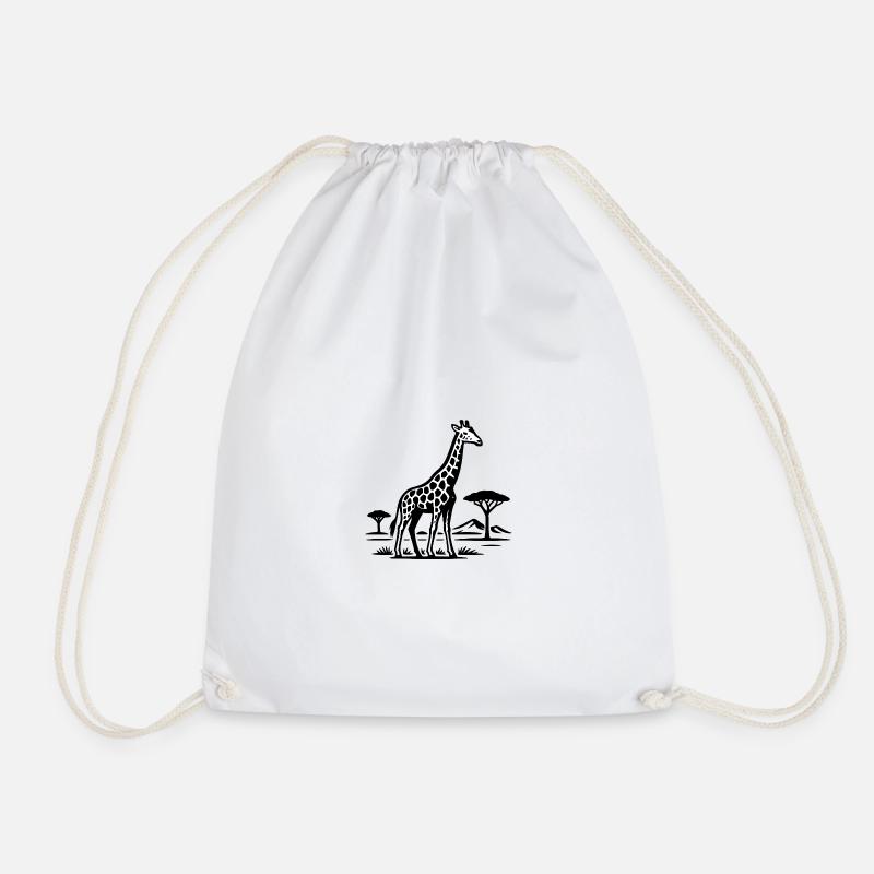 Silhouette de girafe dans le pays de la savane - Sac de sport léger - blanc