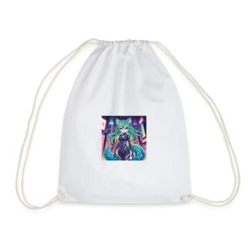 Néon Anime Fille Tokyo Fourrure Rose Violet Vaporwave - Sac de sport léger - blanc - Devant