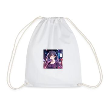 Néon Anime Fille Tokyo Nuits Rose Violet Vaporwave - Sac de sport léger - blanc - Devant
