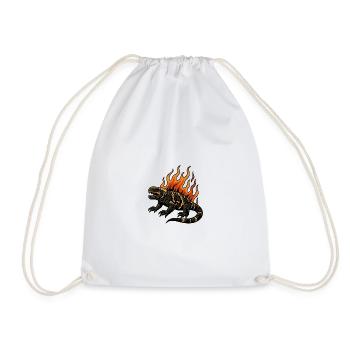 Flames Gila Crustacean Lizard - Drawstring Bag - white - Front