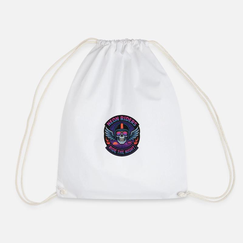 Neon Riders MC Skull - Drawstring Bag - white