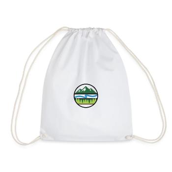Berg Fluss Wald | Outdoor Abenteuer Logo - Turnbeutel - Weiß - Vorne