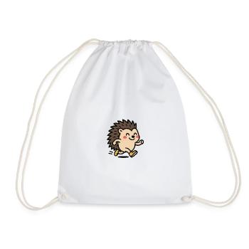 Hedgehog Sprinter Cute Mascot - Drawstring Bag - white - Front