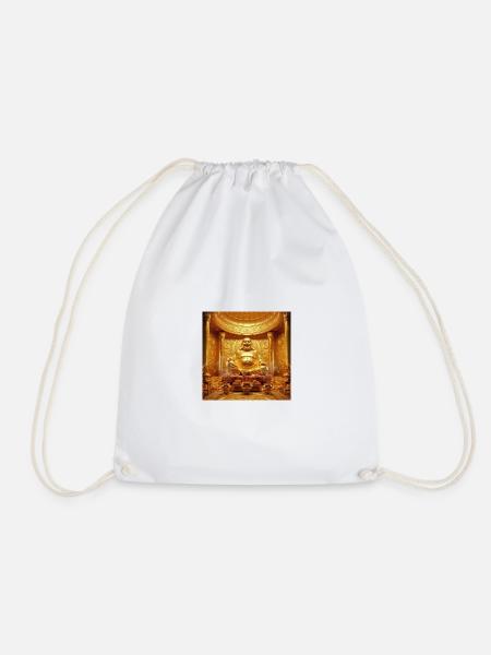 Goldener Bitcoin Buddha Tempel - Turnbeutel - Weiß