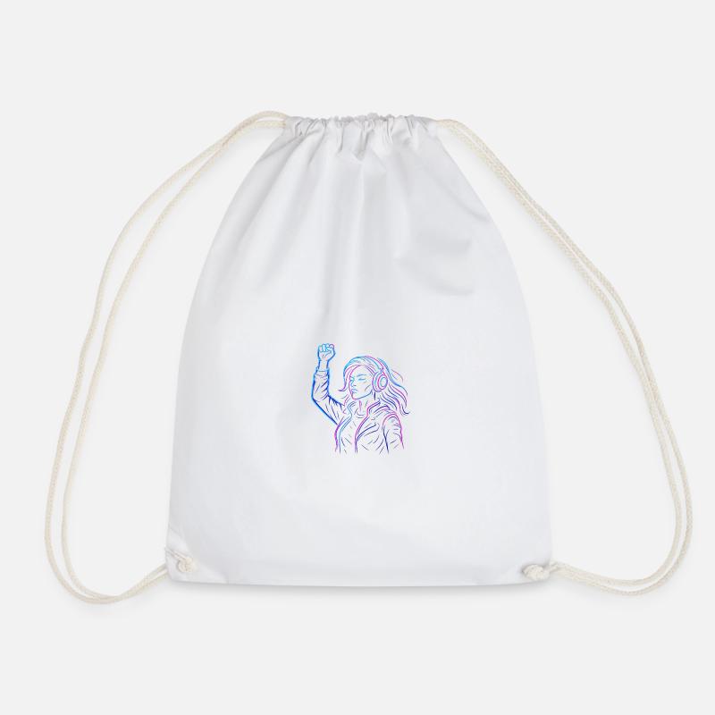 Neon Rebellion – Cyberpunk Energy Design - Drawstring Bag - white