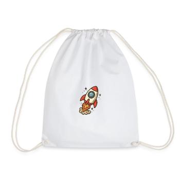 Space cartoon rocket - Drawstring Bag - white - Front