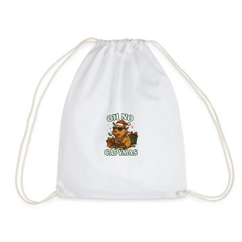 Oh No Capymas – Funny Capybara Xmas - Drawstring Bag - white - Front