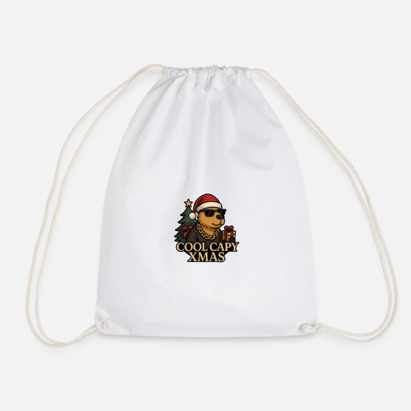 Cool Capy Xmas – Stylish Capybara Christmas 😎 - Drawstring Bag - white