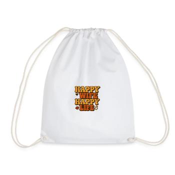 Happy Wife Happy Life Retro - Drawstring Bag - white - Front