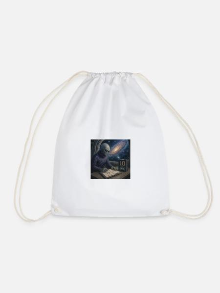 Alien Writer Cosmos - Drawstring Bag - white