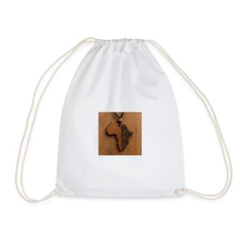Africa Wood Engraved Tribal Pattern - Drawstring Bag - white - Front