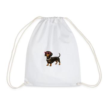 Dachshund Diva Pink Sunglasses - Drawstring Bag - white - Front