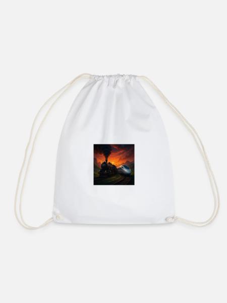 Steam Train vs Future Train - Drawstring Bag - white