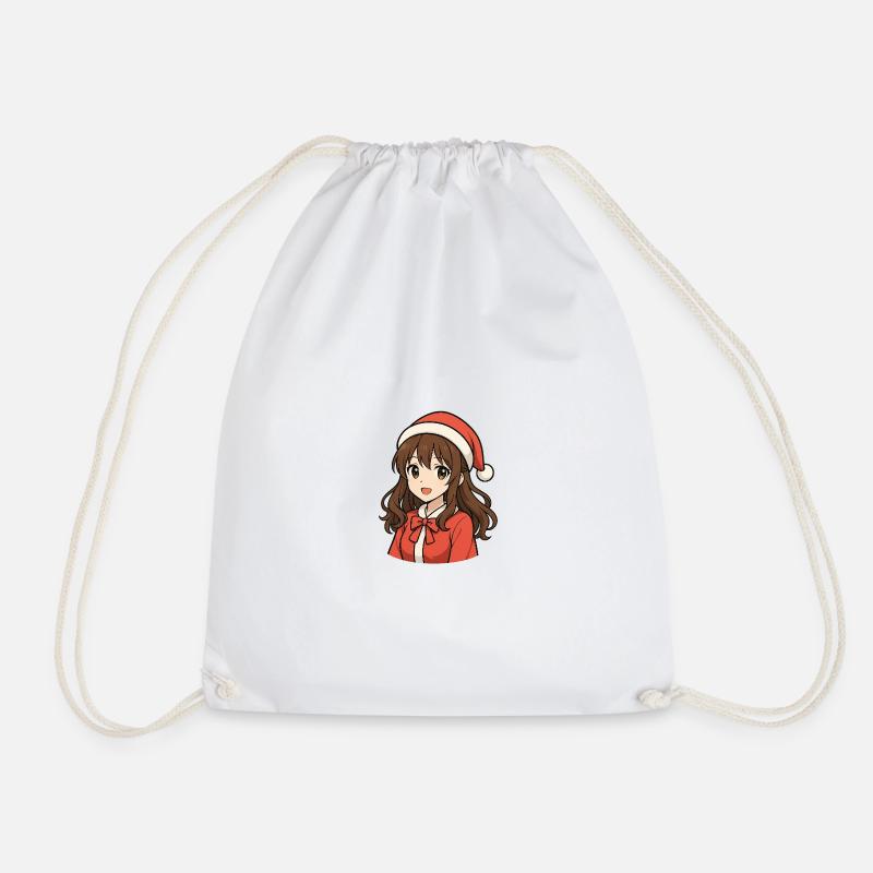 Christmas Magic Anime Girl - Drawstring Bag - white