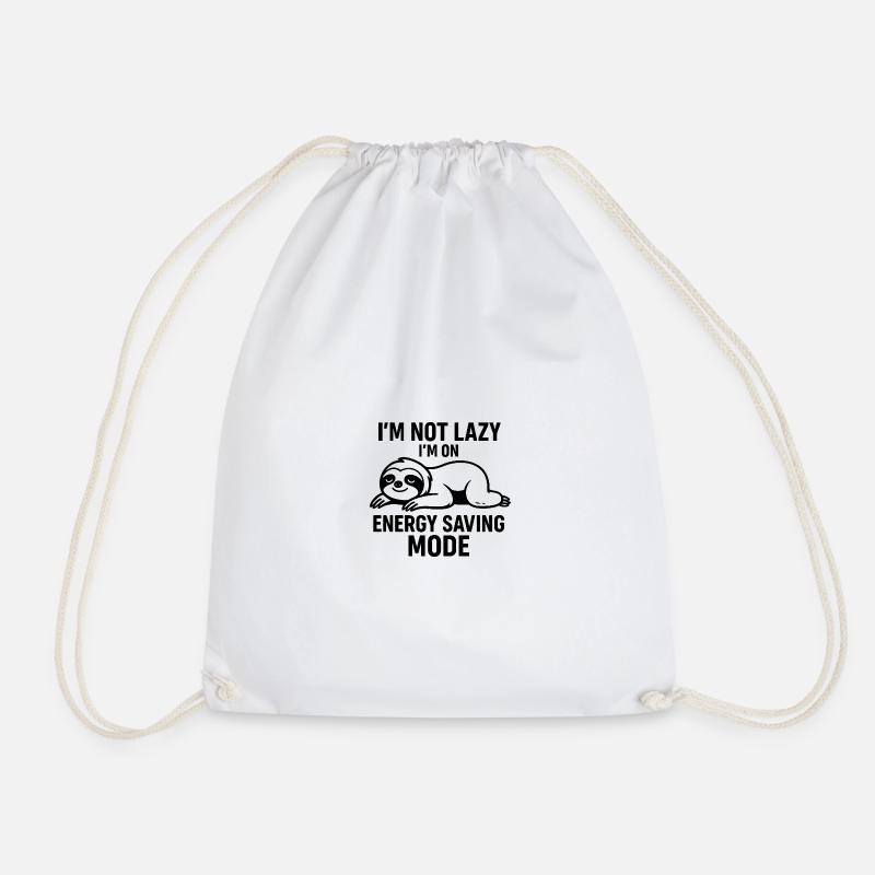 Sloth Power Saving Mode - Drawstring Bag - white