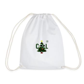 Christmas tree with cool sunglasses - Drawstring Bag - white - Front