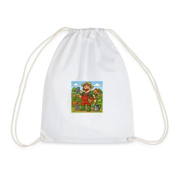 Farmer with Harvest Basket - Drawstring Bag - white - Front