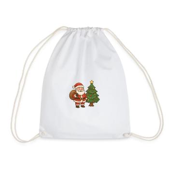 Père Noël avec illustration de sapin de Noël - Sac de sport léger - blanc - Devant