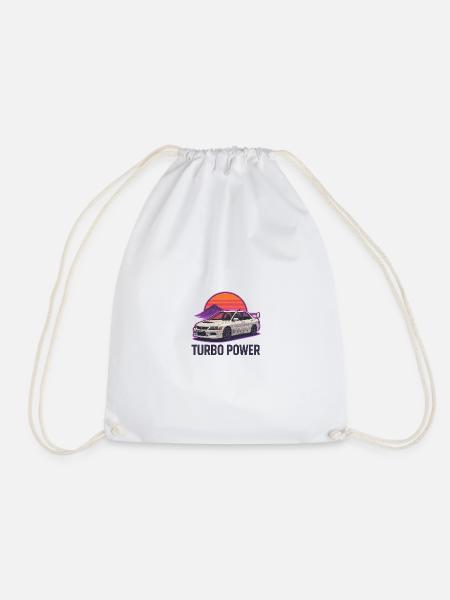 Turbo Power Auto Sunset Sticker - Drawstring Bag - white