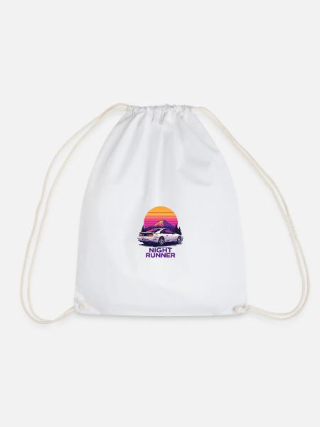 Night runner neon car - Drawstring Bag - white