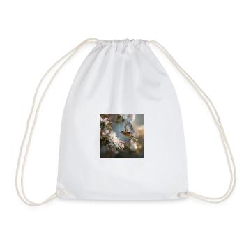 Spring sparrow in blossom flight - Drawstring Bag - white - Front