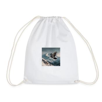 Raven above the snowy peaks Alpine crow - Drawstring Bag - white - Front