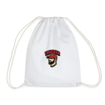 Trucker head with red cap - Drawstring Bag - white - Front