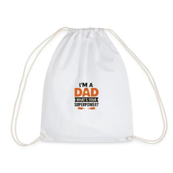 I am a father – What is your superpower? - Drawstring Bag - white - Front