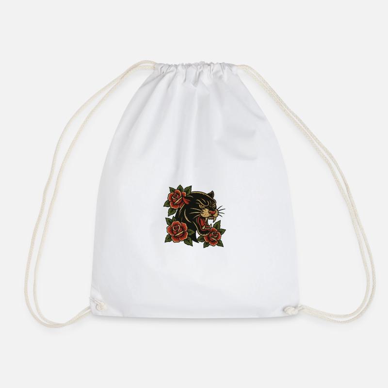 Tiger mit Rosen - Turnbeutel - Weiß