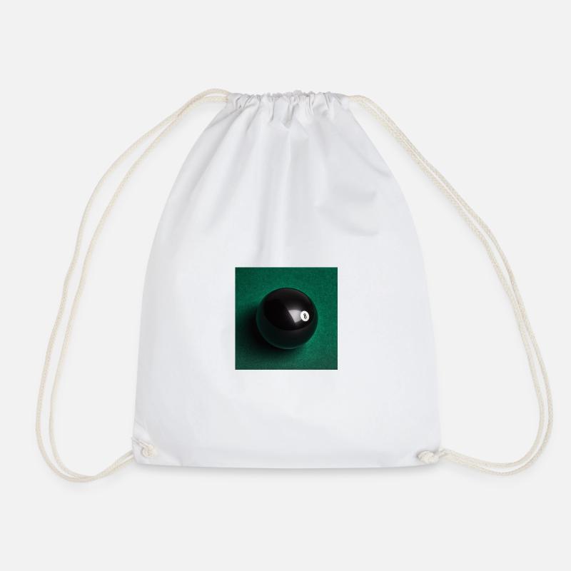 Black 8-Ball on Felt - Drawstring Bag - white