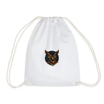 Forest Owl Head in Dark Tone Design - Drawstring Bag - white - Front