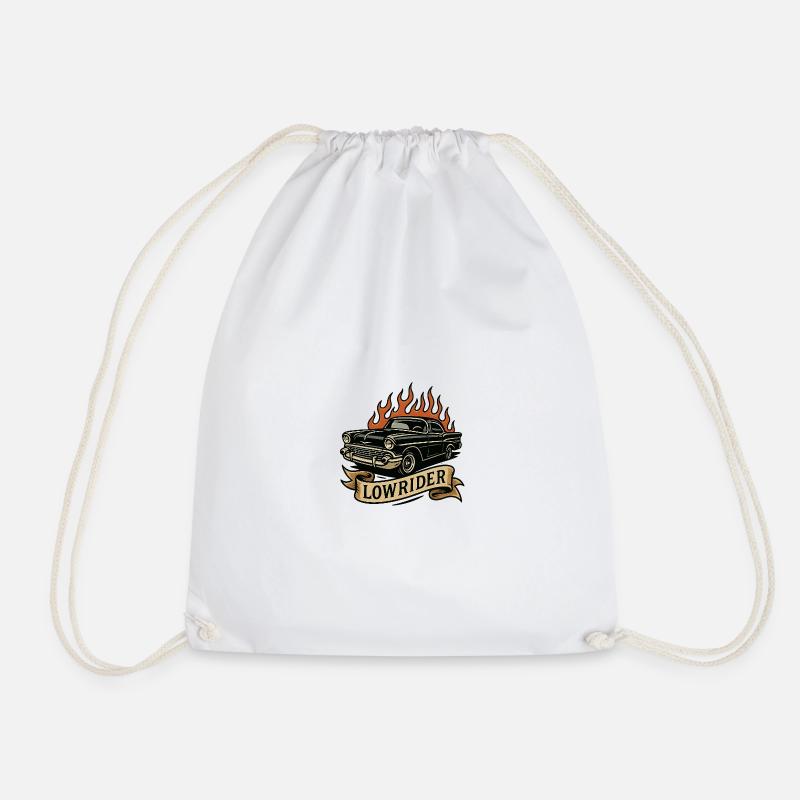 Flame Lowrider Vintage Car - Drawstring Bag - white