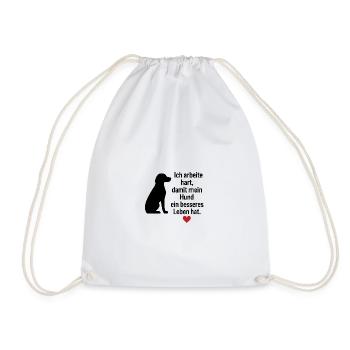 lustiges-hundeshirt-ich-arbeite-hart-hund.png - Drawstring Bag - white - Front
