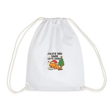 Wise and Gourmet Christmas Cat - Drawstring Bag - white - Front