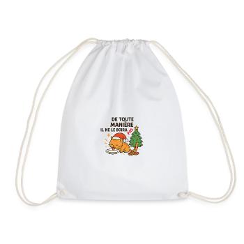 Festive Christmas Cat Who Refuses Drinking - Drawstring Bag - white - Front