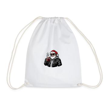 Biker Santa Coffee Break - Drawstring Bag - white - Front