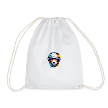 Sheep with headphones in Nebula colors - Drawstring Bag - white - Front