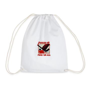 Pucked-Up Blood Red Hockey Graphic - Drawstring Bag - white - Front