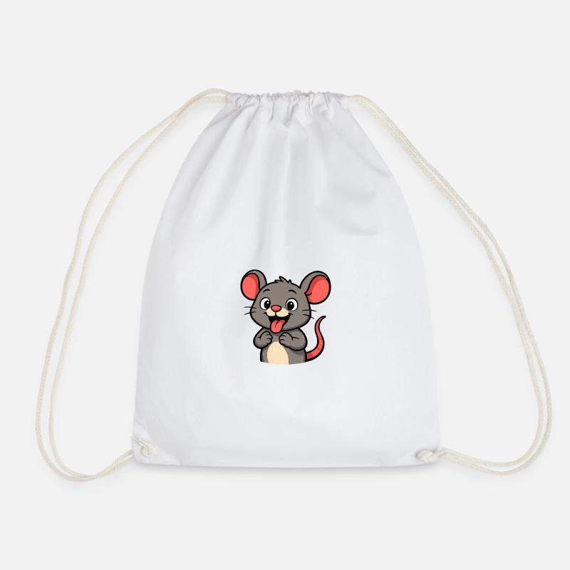 Naughty Mouse - Drawstring Bag - white