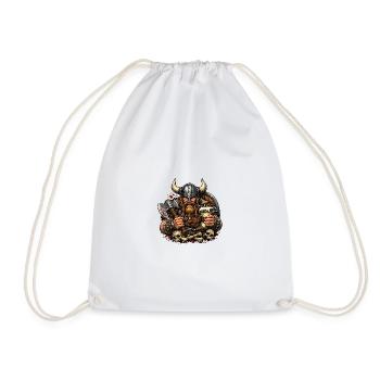 Viking fighter with beer mug - Drawstring Bag - white - Front