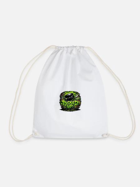 Pucked Up Graffiti Neon - Drawstring Bag - white