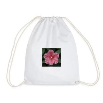 Pink Hibiscus Blossom Closeup - Drawstring Bag - white - Front
