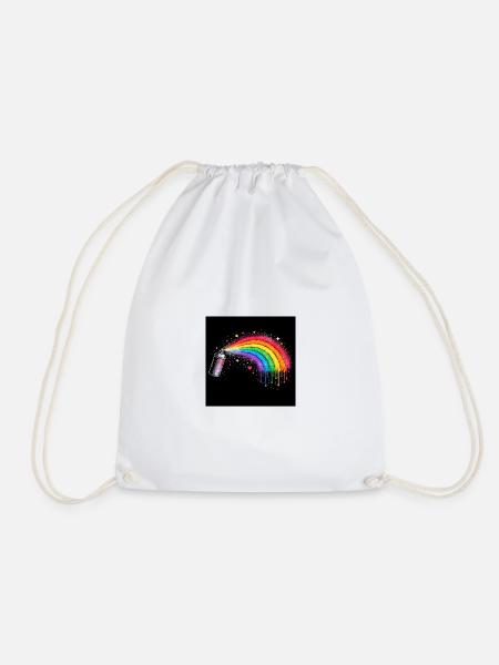 Rainbow Spray Art - Drawstring Bag - white