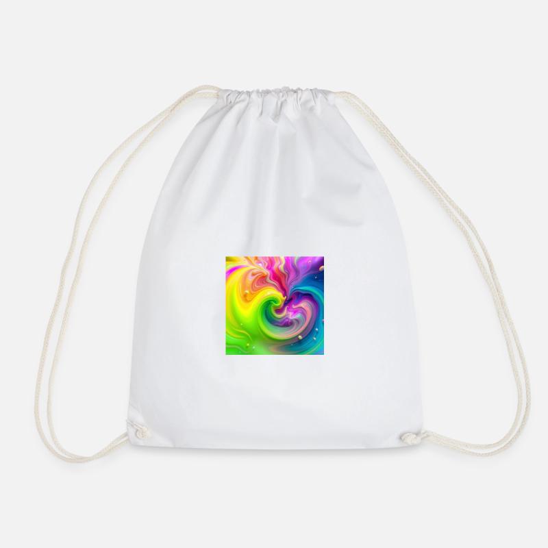 Farbwirbel Neon Regenbogen - Turnbeutel - Weiß