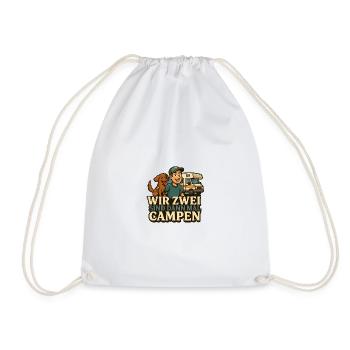The two of us are camping – dogs and campers - Drawstring Bag - white - Front
