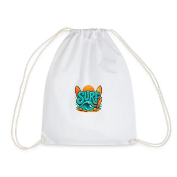 Sunset Surf Word Art - Drawstring Bag - white - Front