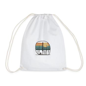 Forest Cycling in Retro Sunset Gift Idea Friends - Drawstring Bag - white - Front